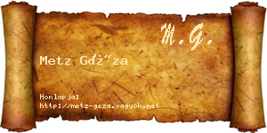 Metz Géza névjegykártya